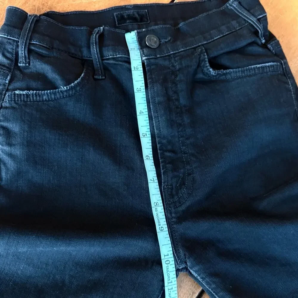 Mother‎ The Hustler Ankle Fray Black Wash Stretch Jeans Raw Hem Womens 24 Edgy